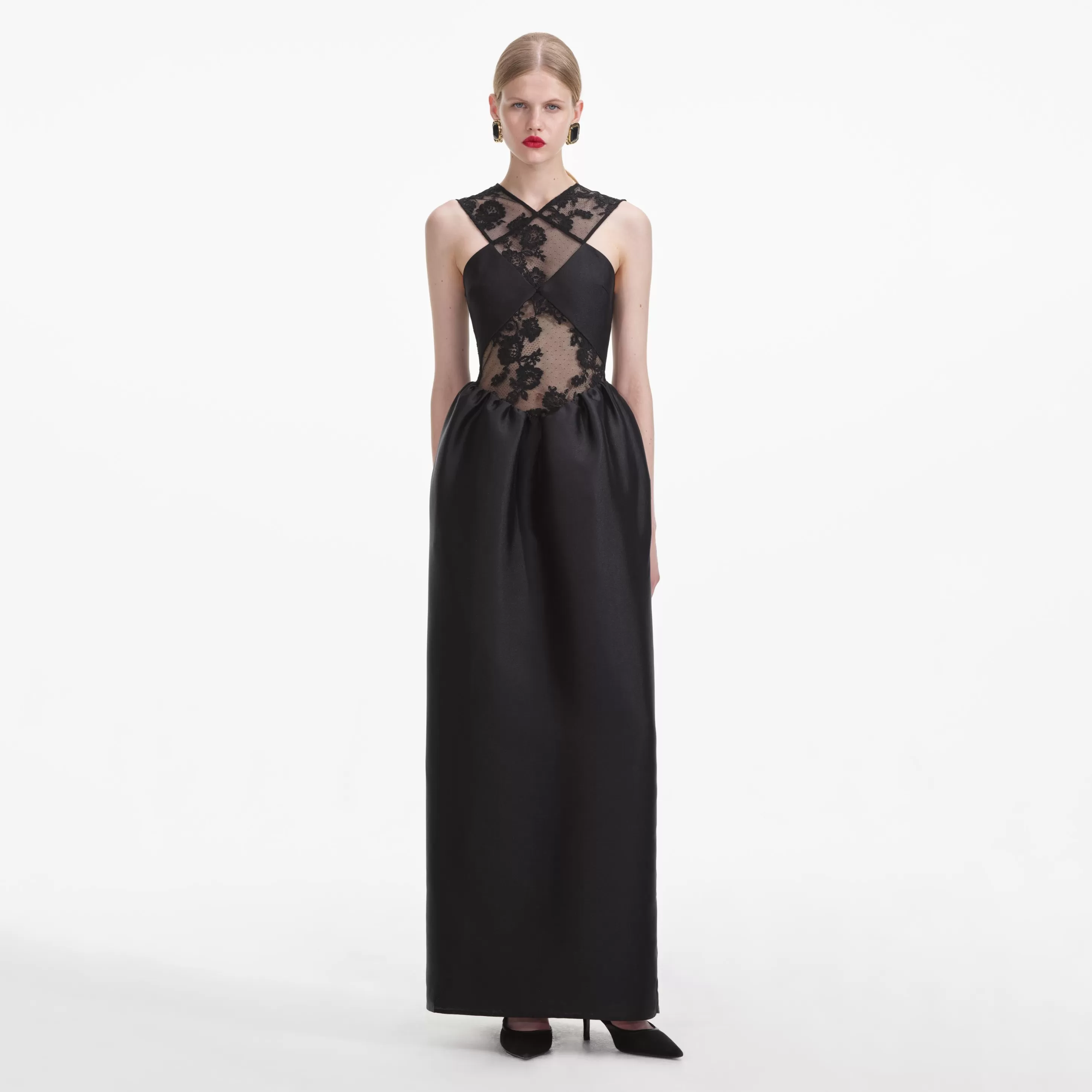 Cheap Lace Taffeta Maxi Dress Dresses