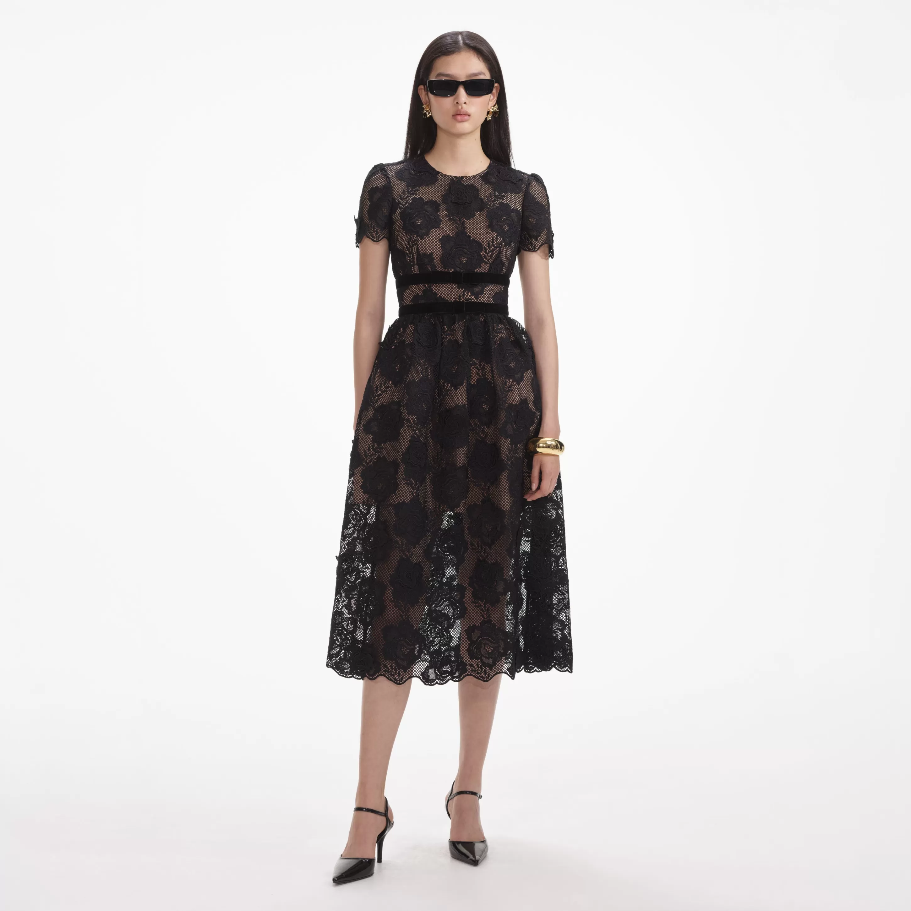 Discount Lace Velvet Bow Midi Dress Dresses | Wedding Guest