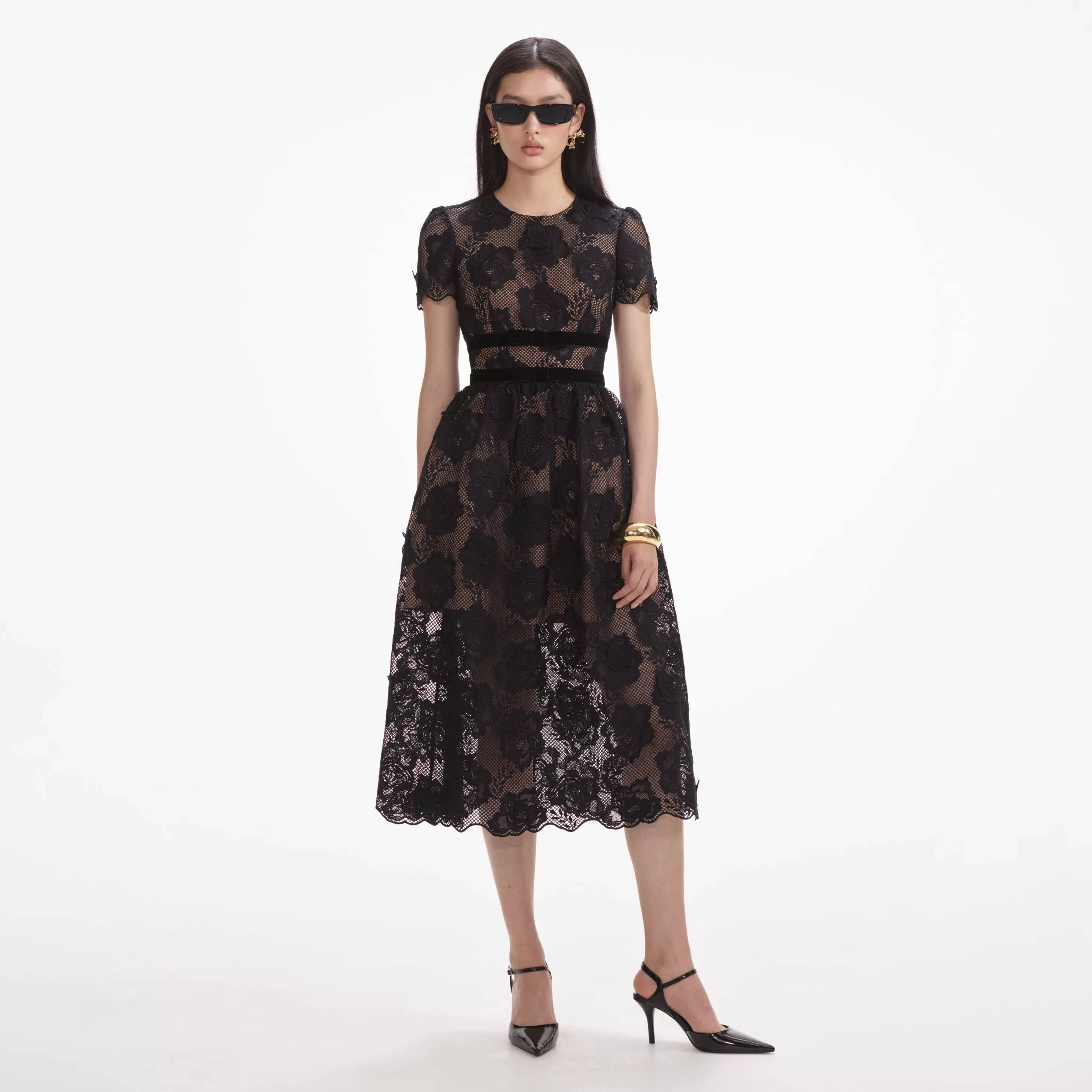 Discount Lace Velvet Bow Midi Dress Dresses | Wedding Guest