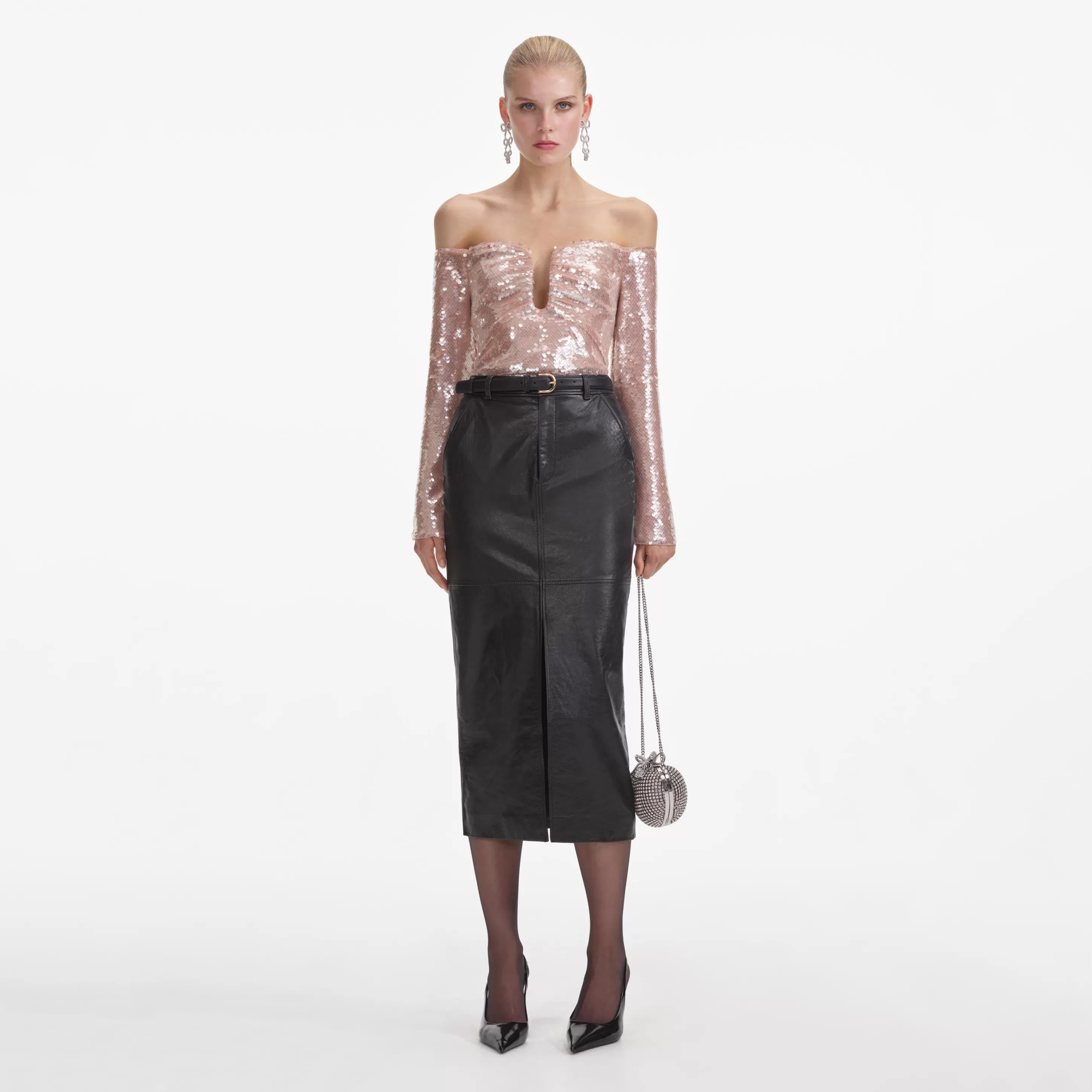 Cheap Leather Midi Skirt Bottoms