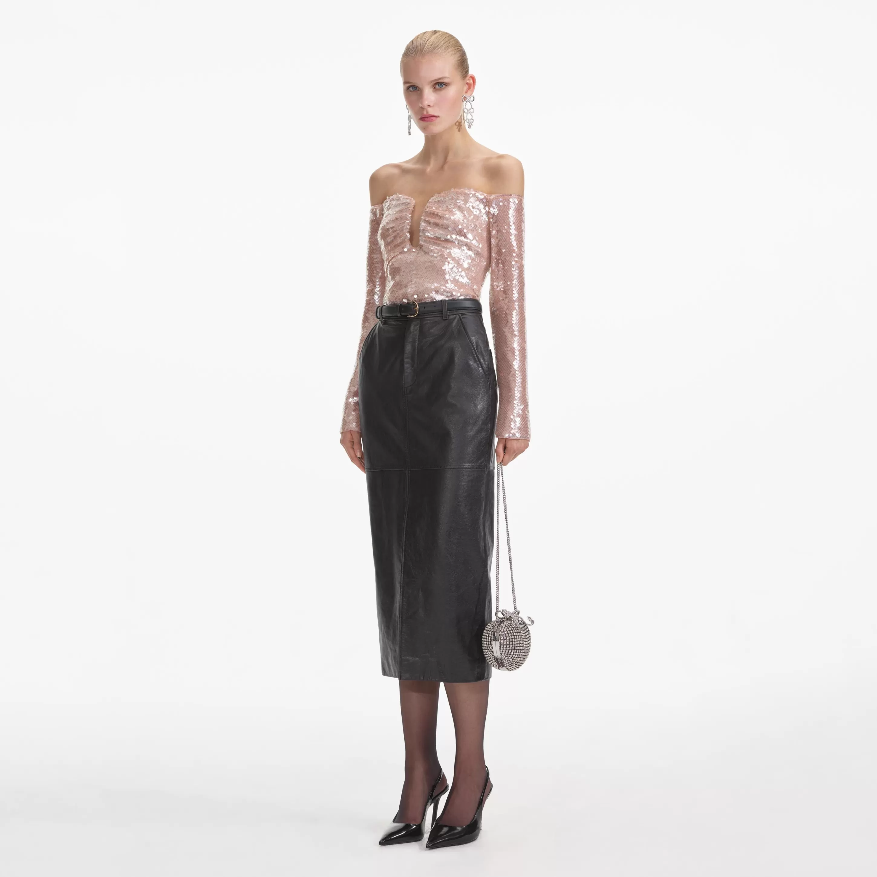 Cheap Leather Midi Skirt Bottoms