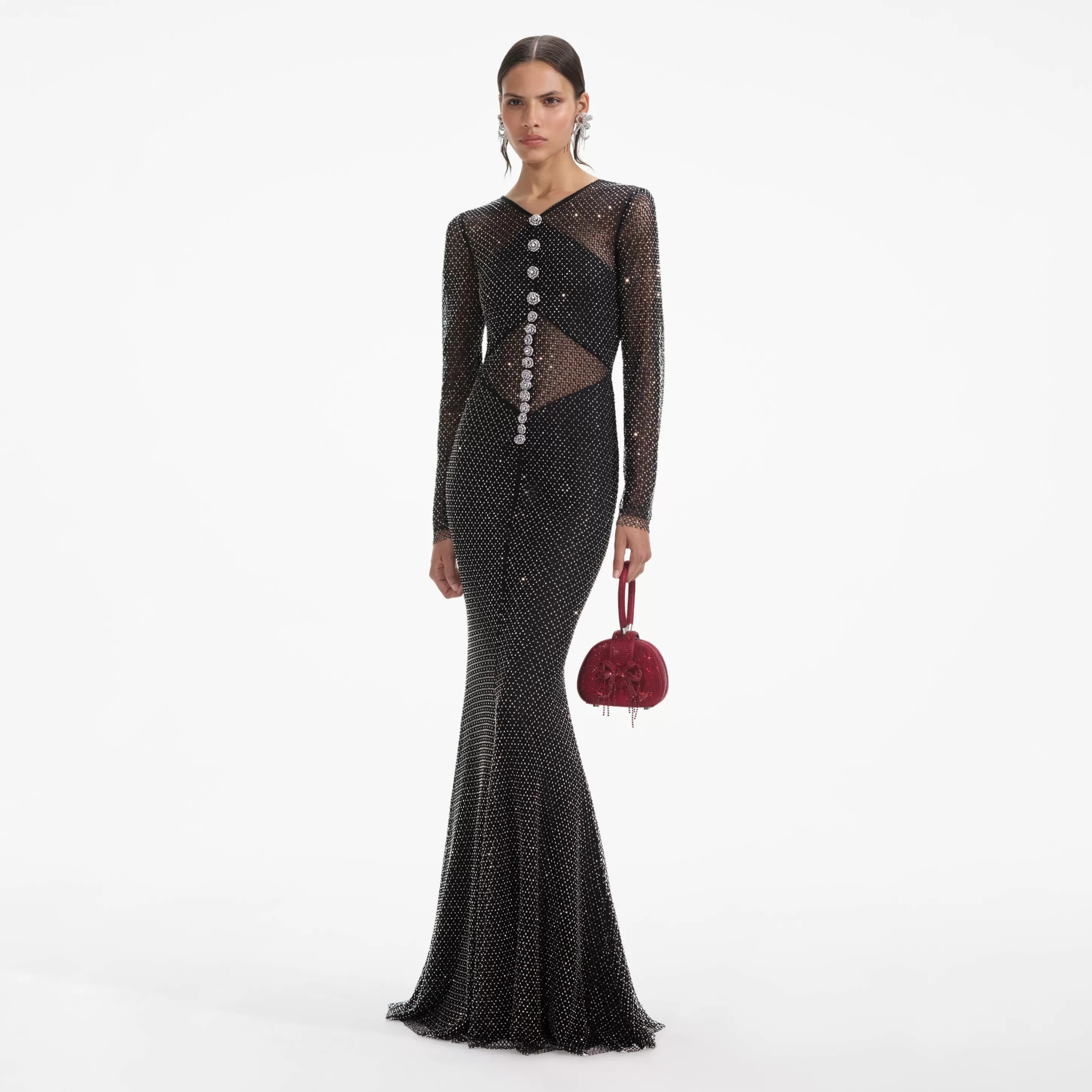 Online Rhinestone Fishnet Crossover Maxi Dress Dresses | Wedding Guest