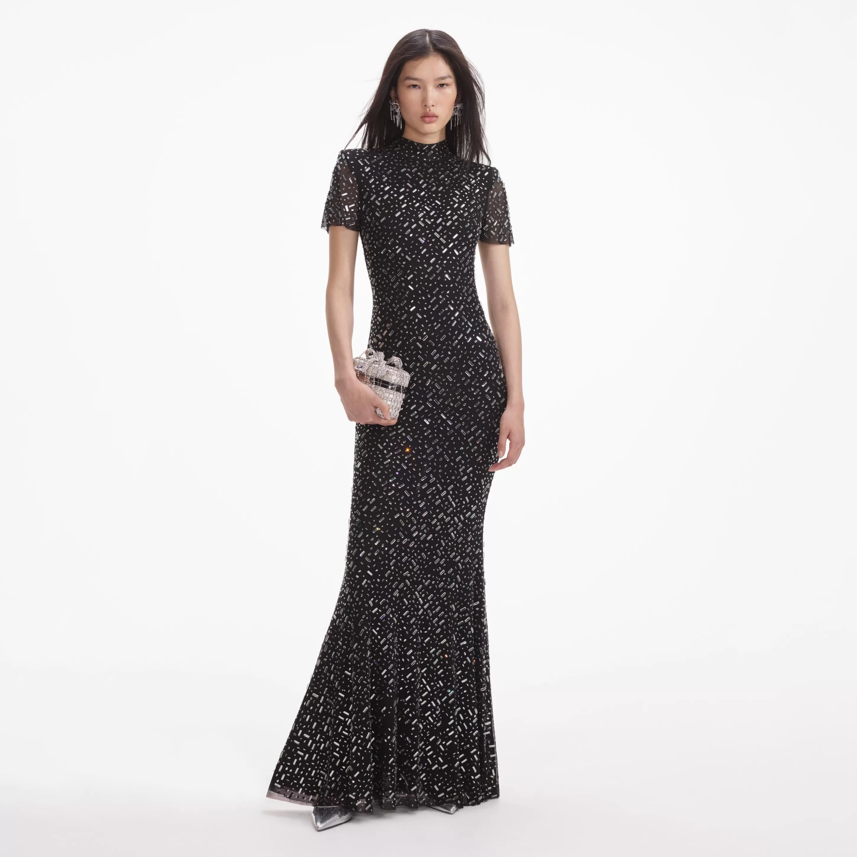 Cheap Square Rhinestone Mesh Maxi Dress Dresses | Wedding Guest