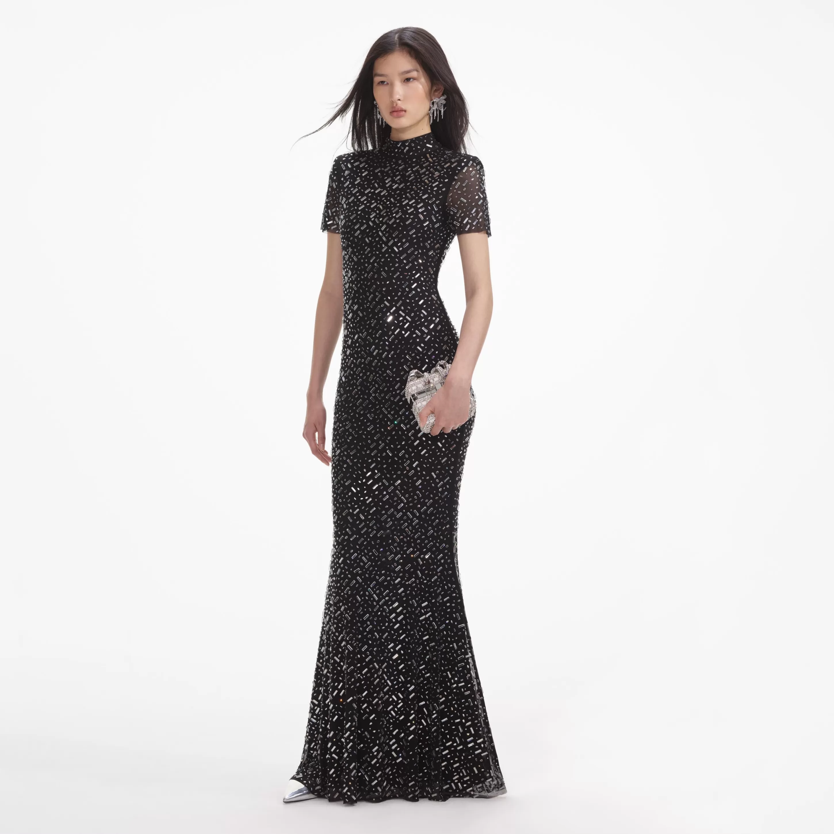 Cheap Square Rhinestone Mesh Maxi Dress Dresses | Wedding Guest