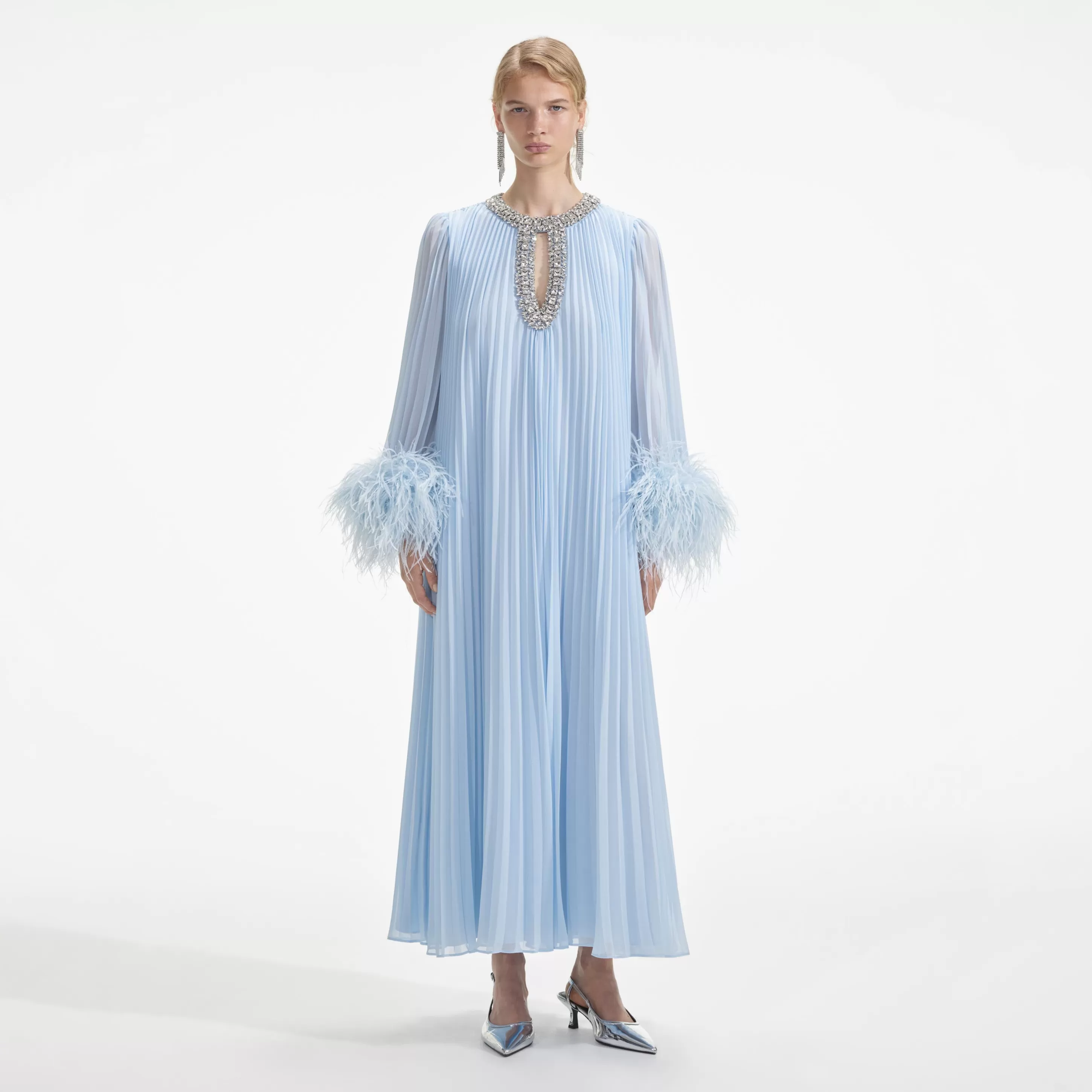 Shop Chiffon Feather Midi Dress Dresses | Icons