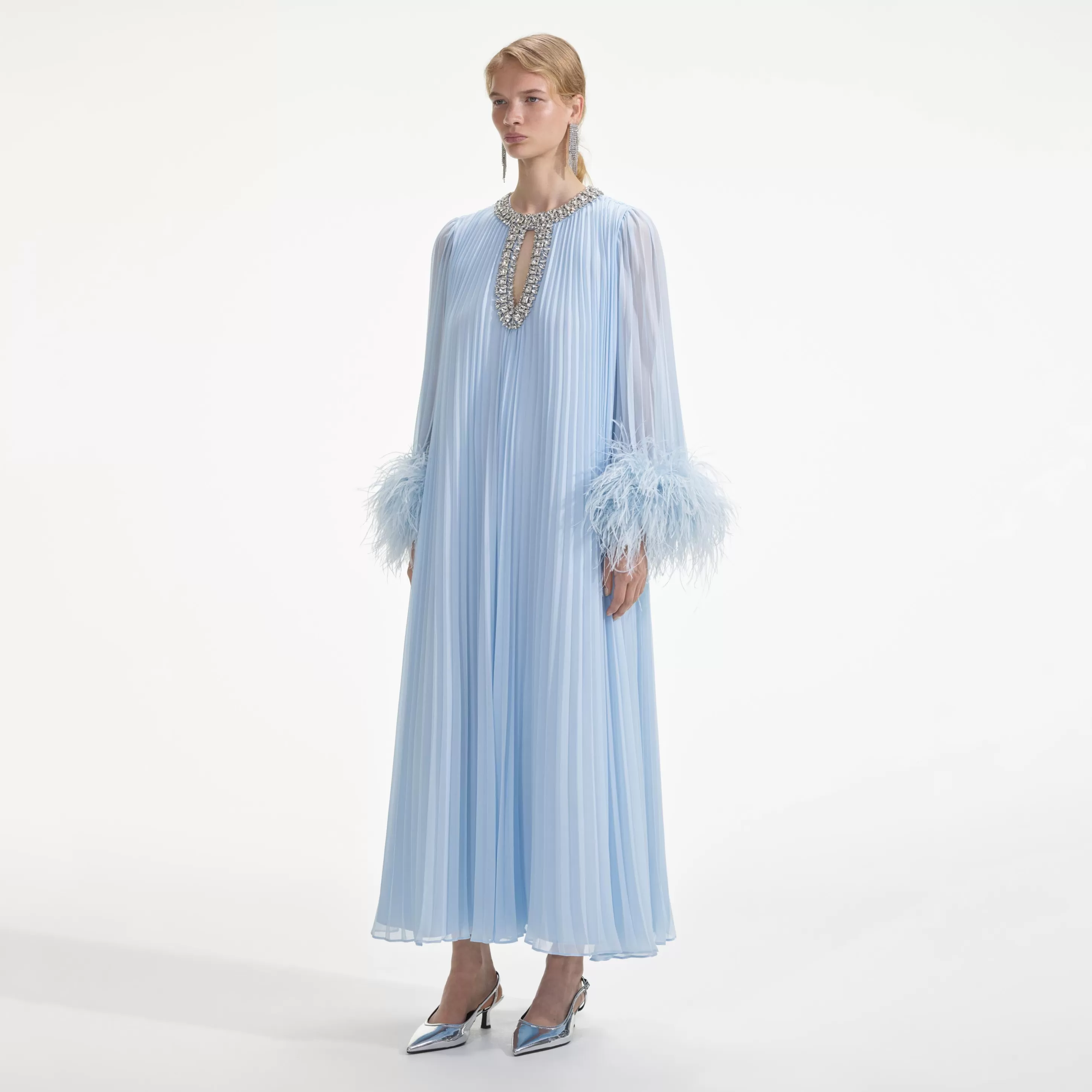 Shop Chiffon Feather Midi Dress Dresses | Icons