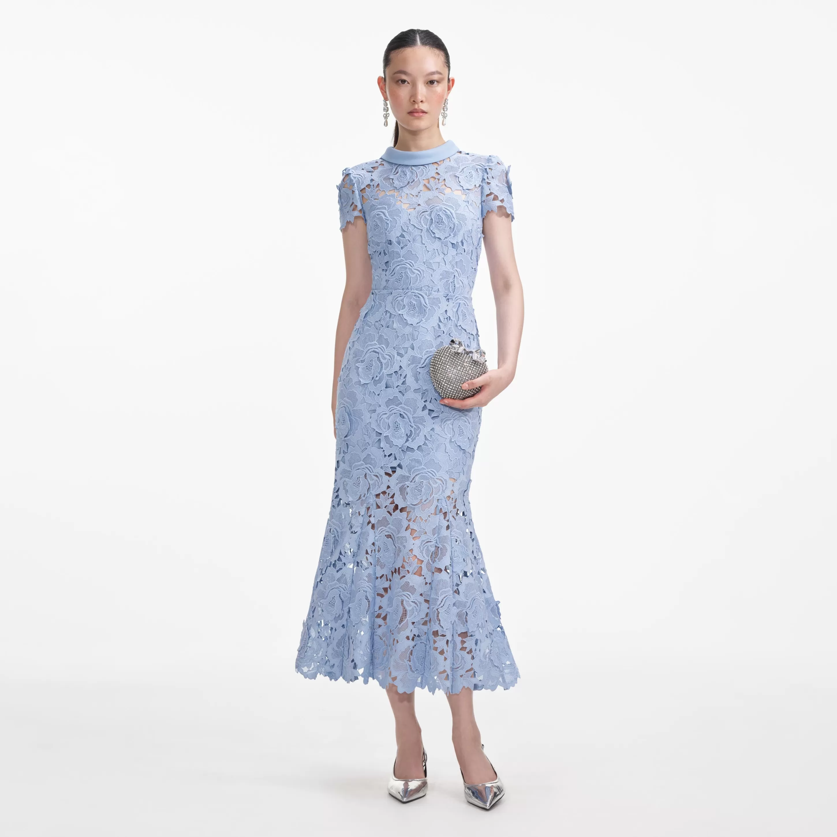 Hot Flower Lace Contrast Collar Midi Dress Dresses | Exclusives