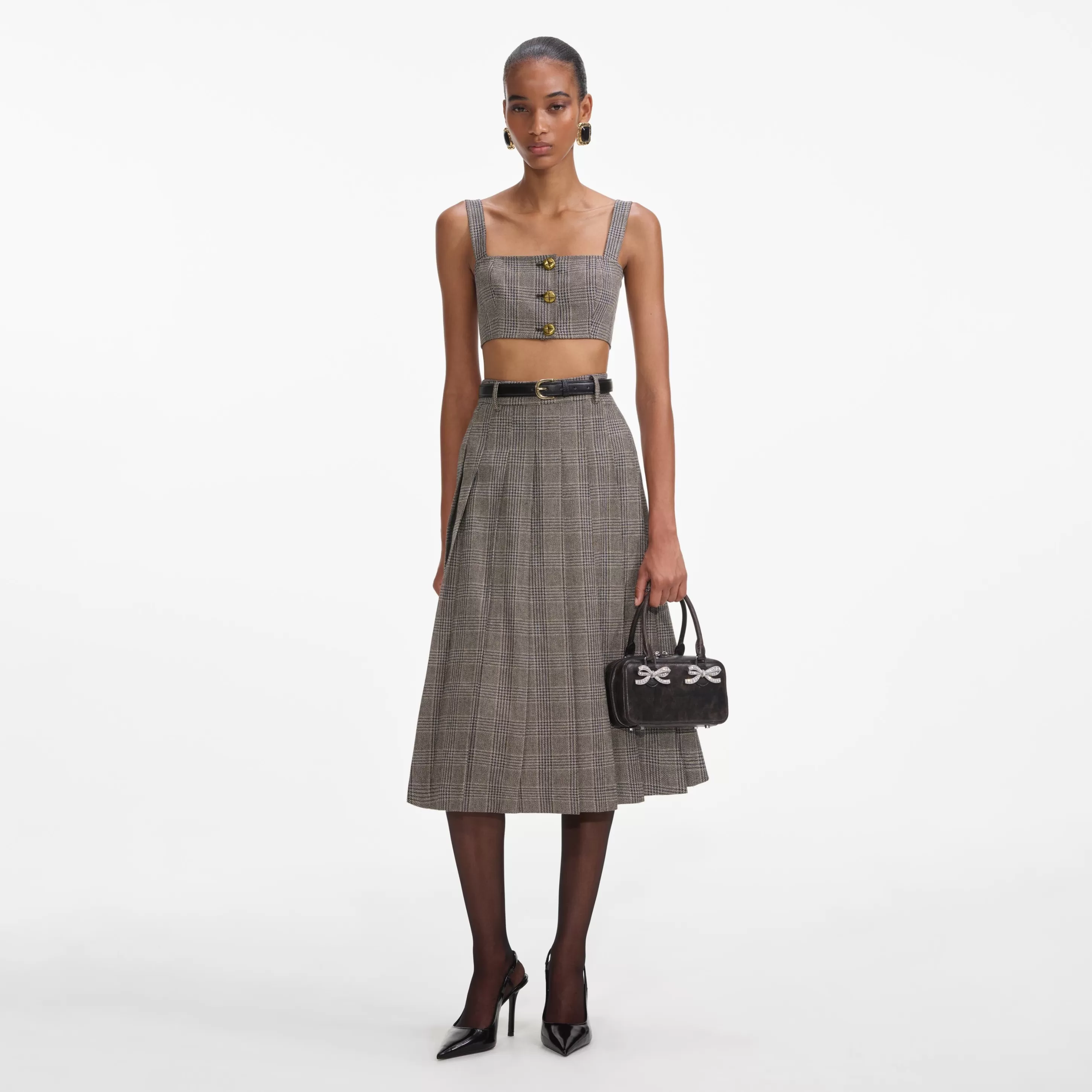 Hot Check Pleated Midi Skirt Co-ords | Bottoms