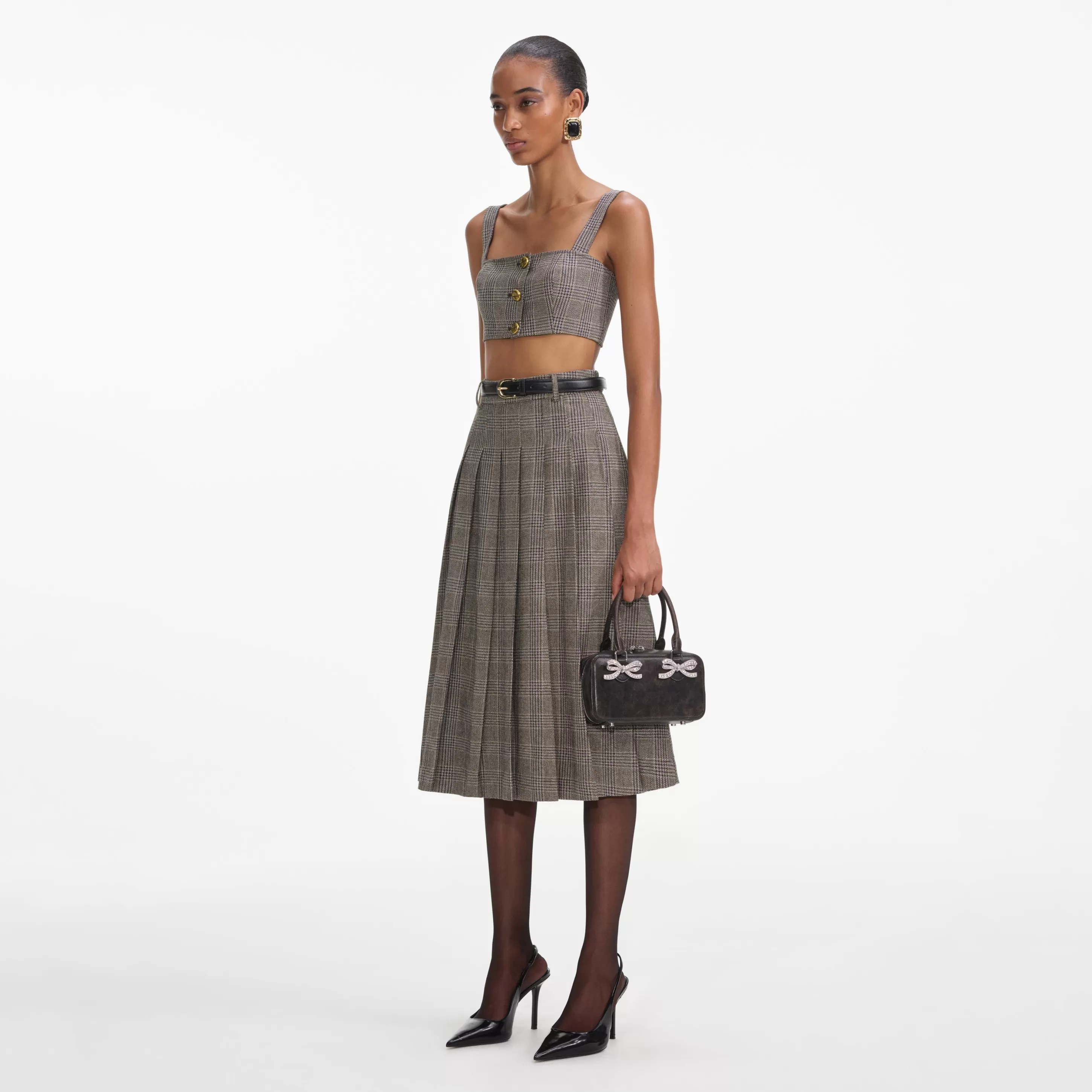 Hot Check Pleated Midi Skirt Co-ords | Bottoms