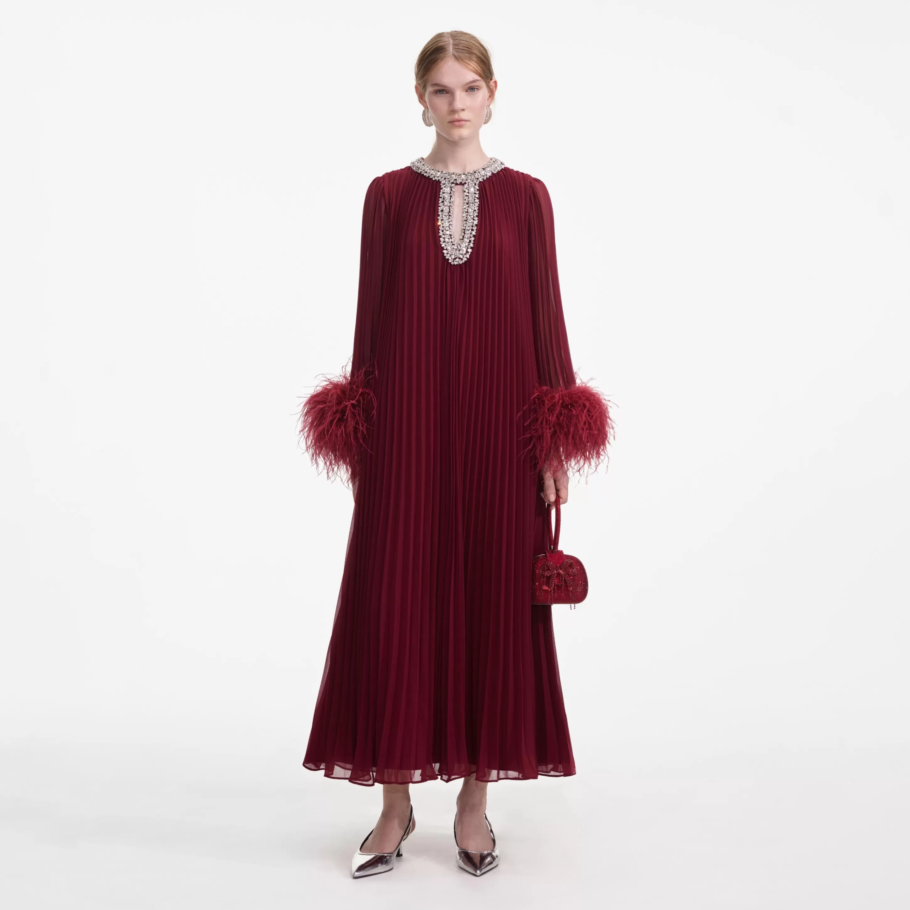 Outlet Chiffon Feather Midi Dress Dresses | Exclusives