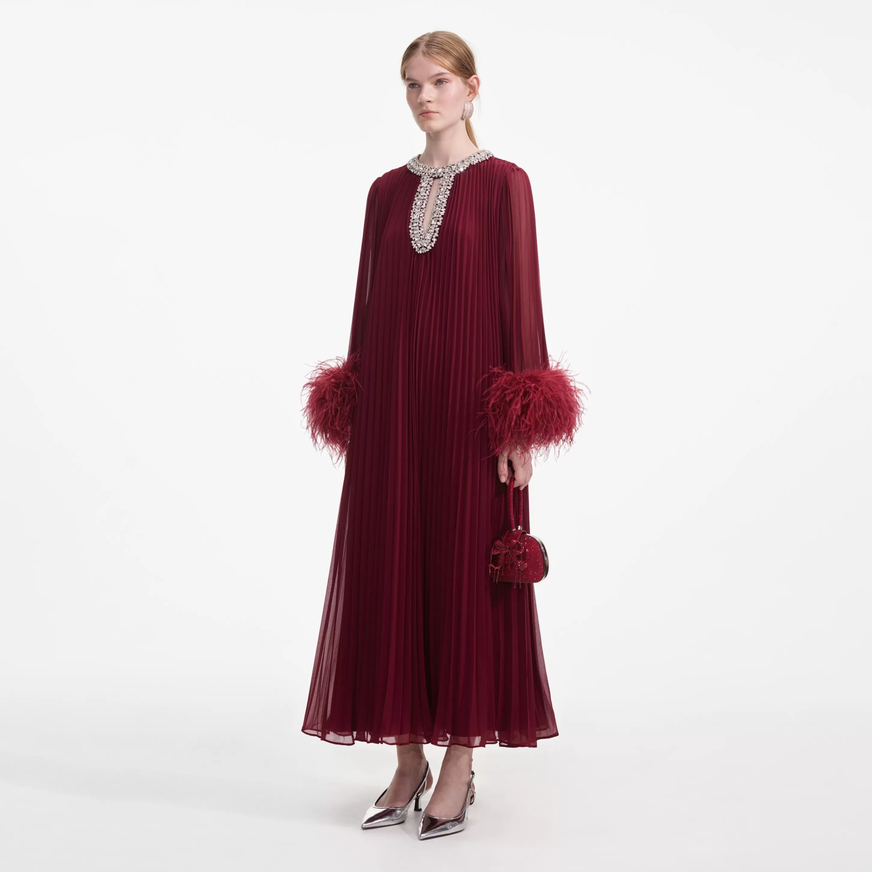 Outlet Chiffon Feather Midi Dress Dresses | Exclusives