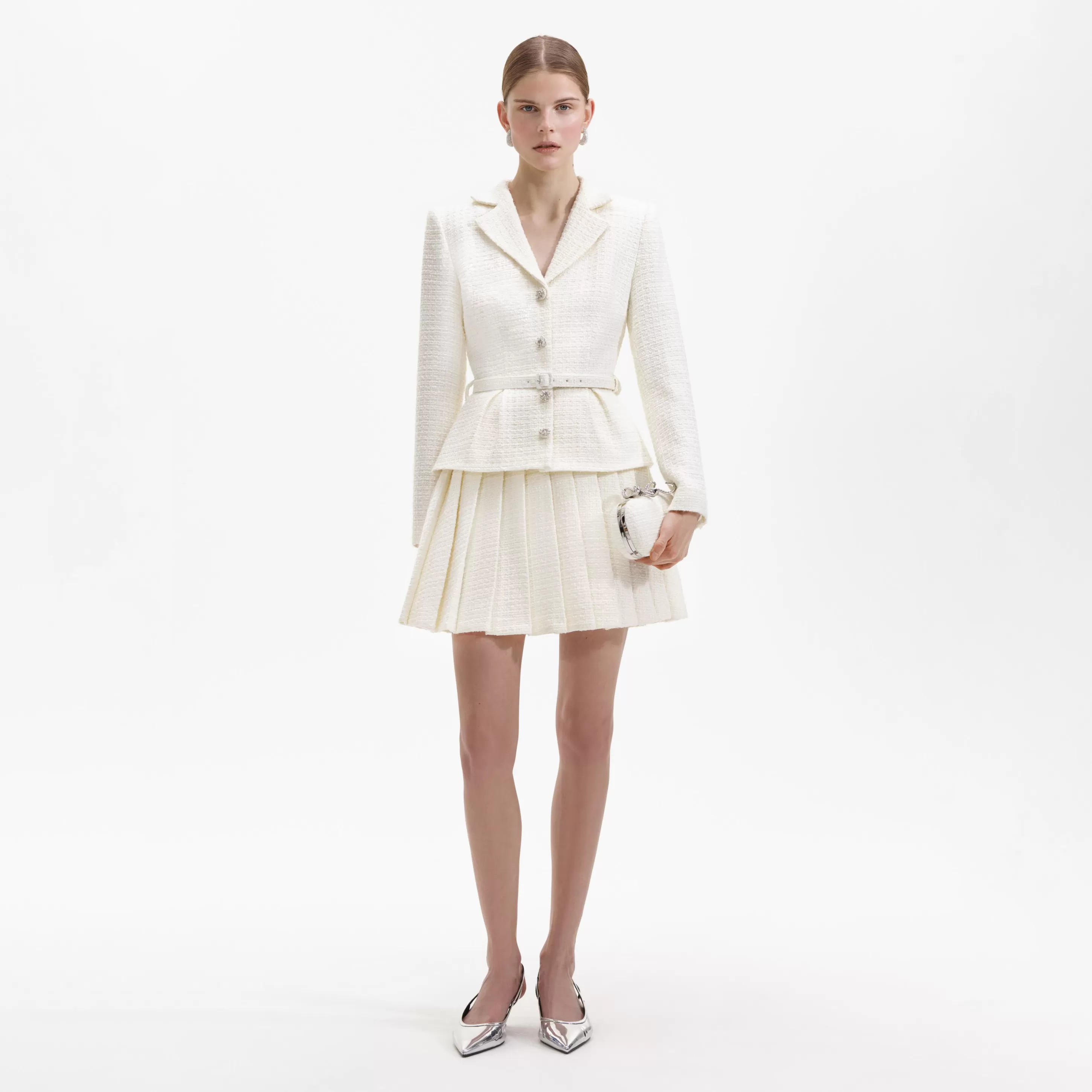 Cheap Boucle Mini Jacket Dress Bridal