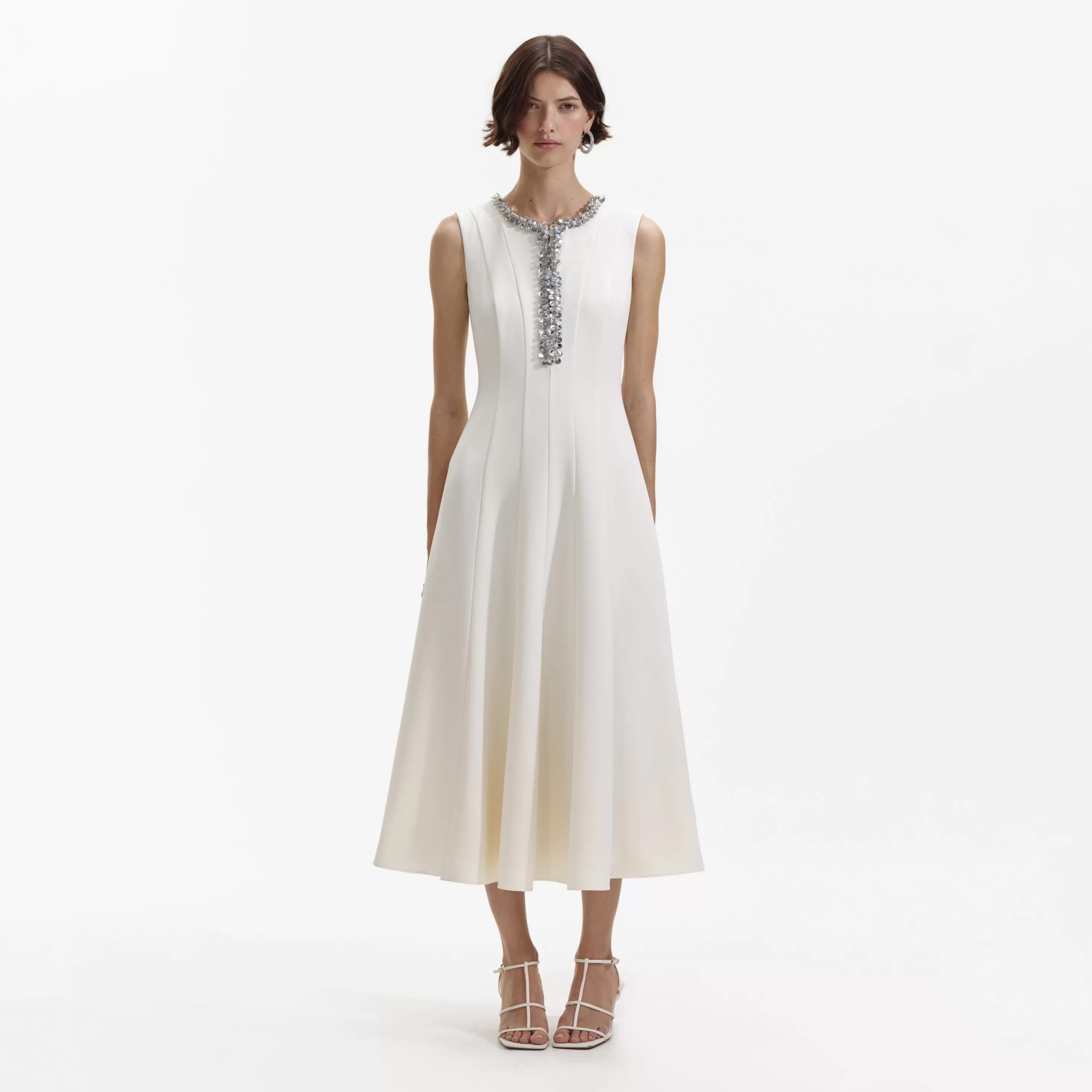 Online Crepe Embellished Midi Dress Bridal