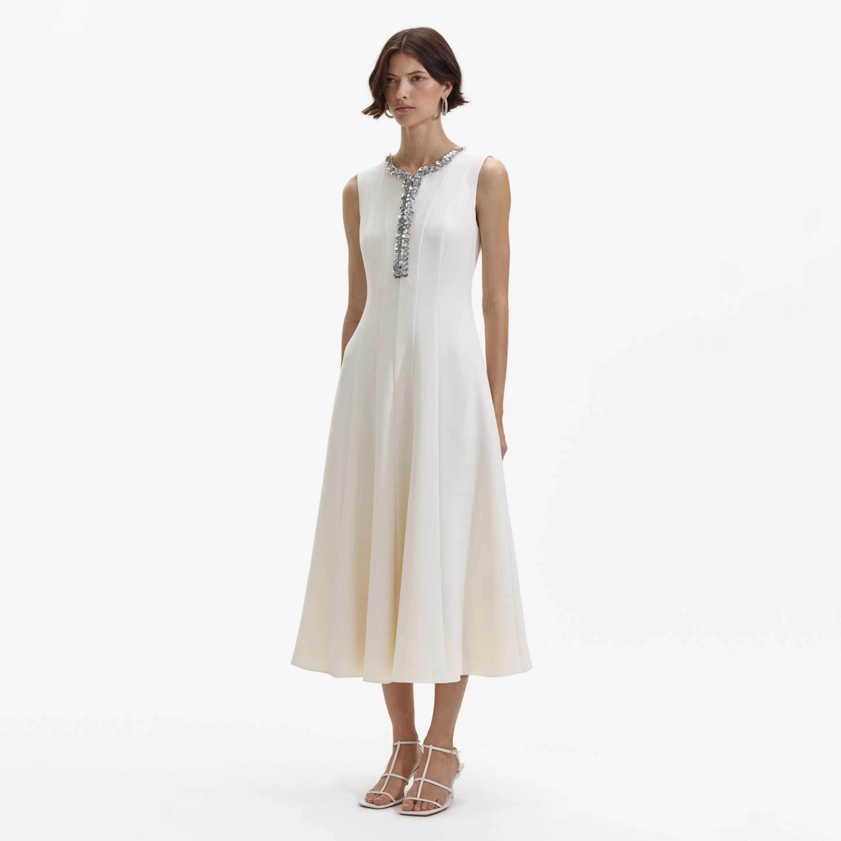 Online Crepe Embellished Midi Dress Bridal