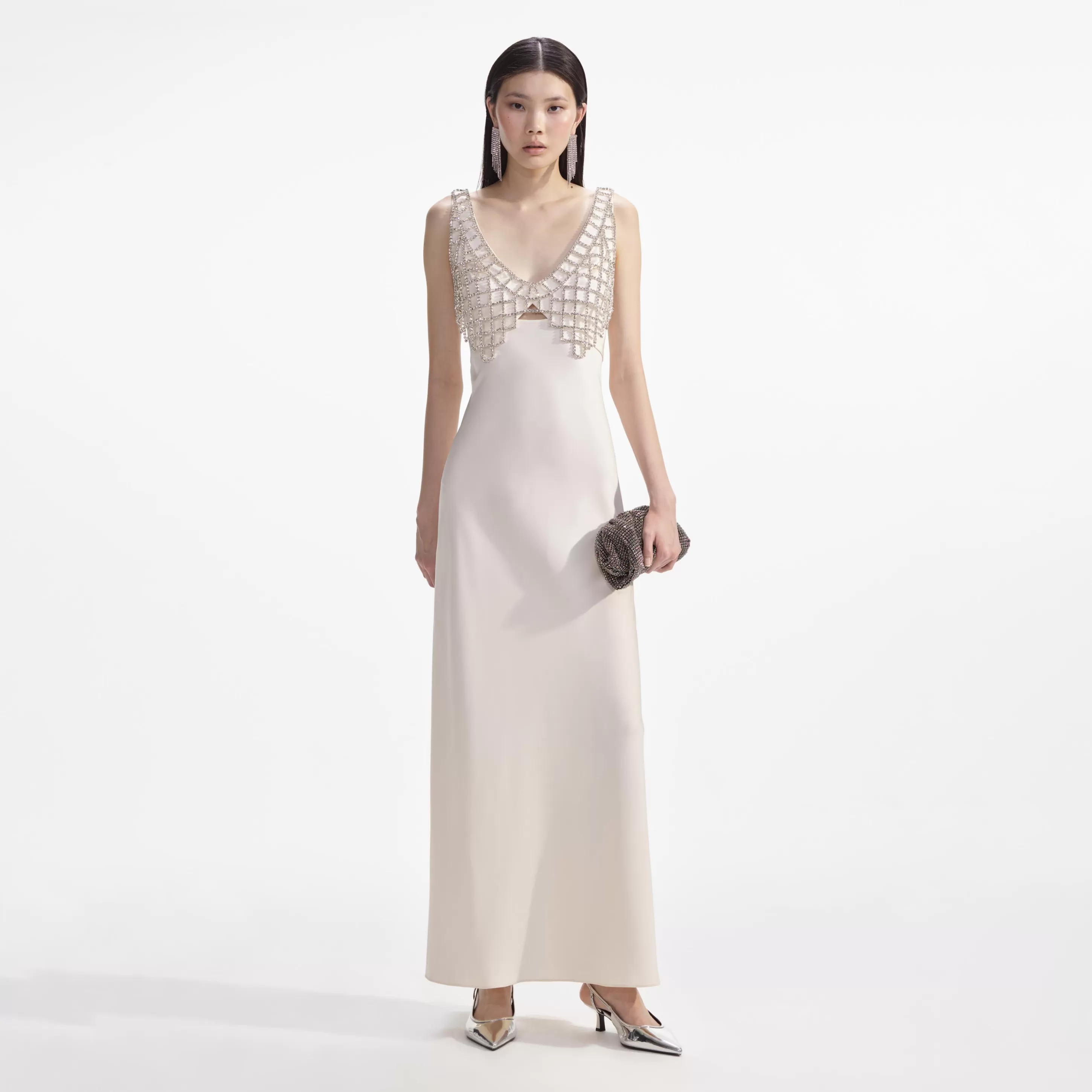 Clearance Satin Diamante Bralette Maxi Dress Dresses | Bridal