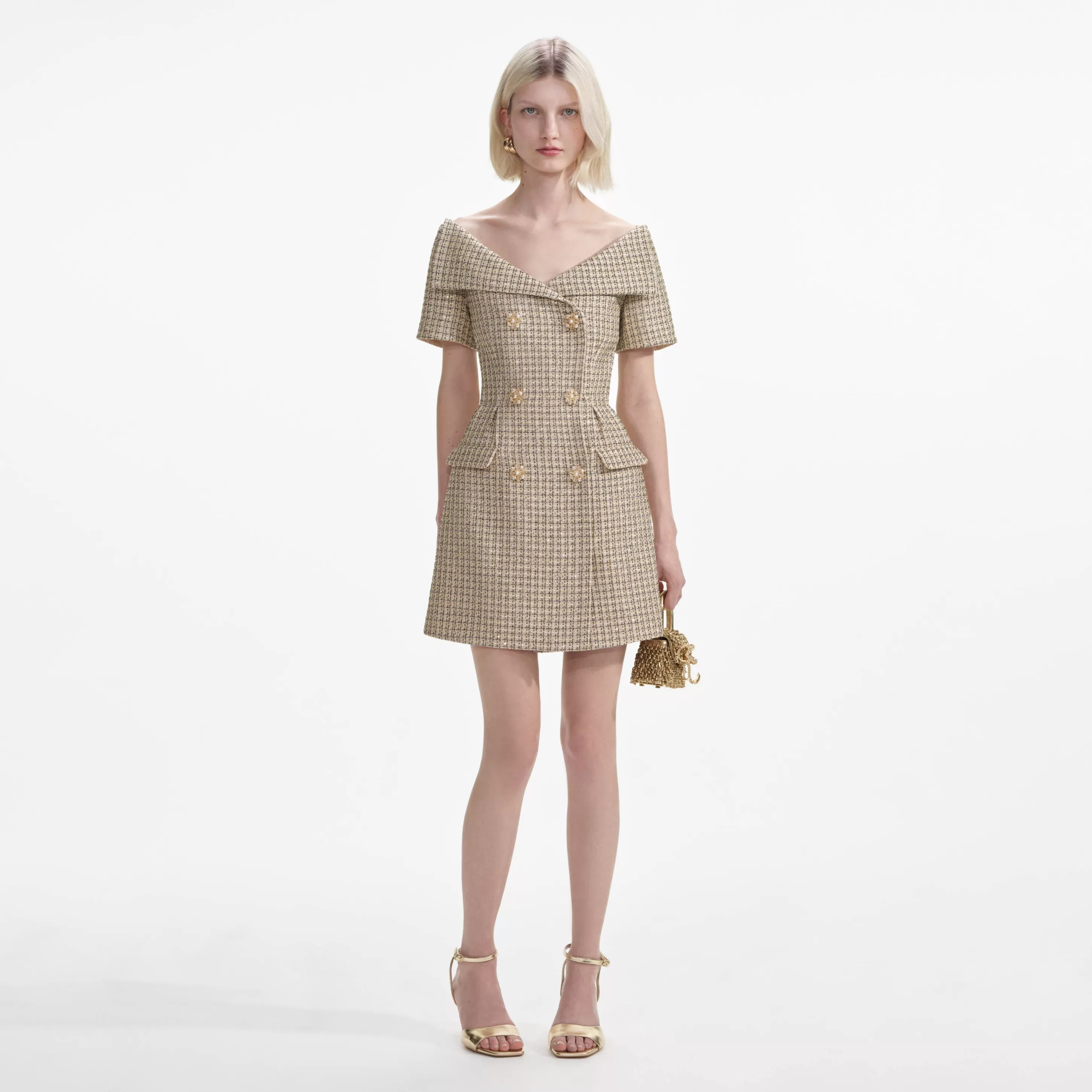 New Boucle Open Neck Mini Dress Dresses | Exclusives