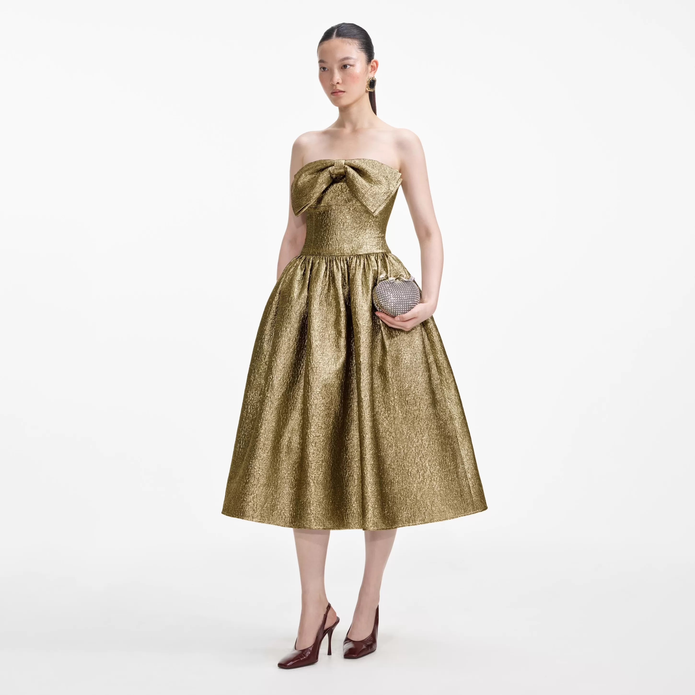 Outlet Metallic Jacquard Midi Dress Dresses | Exclusives