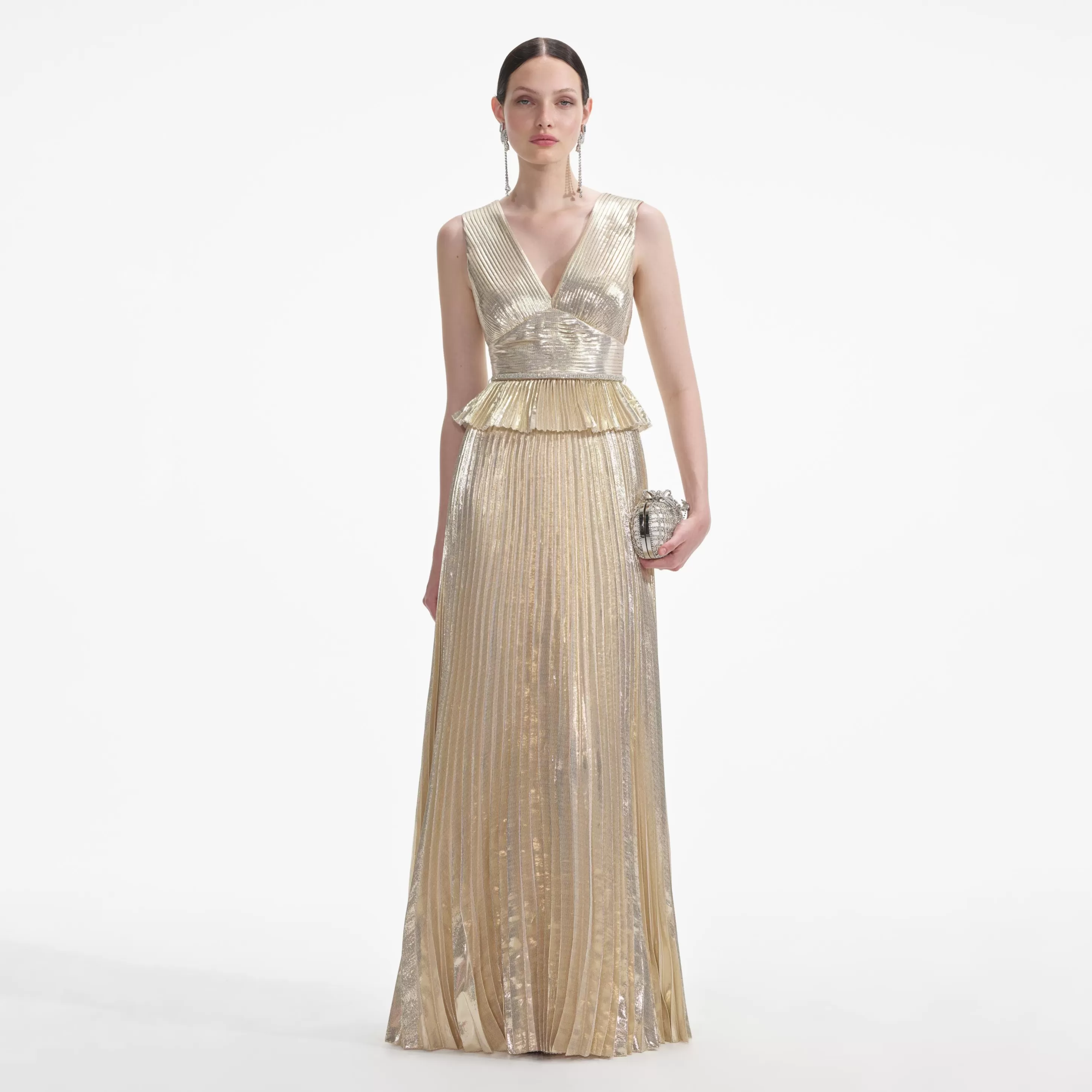 Sale Metallic V-Neck Maxi Dress Dresses | Icons