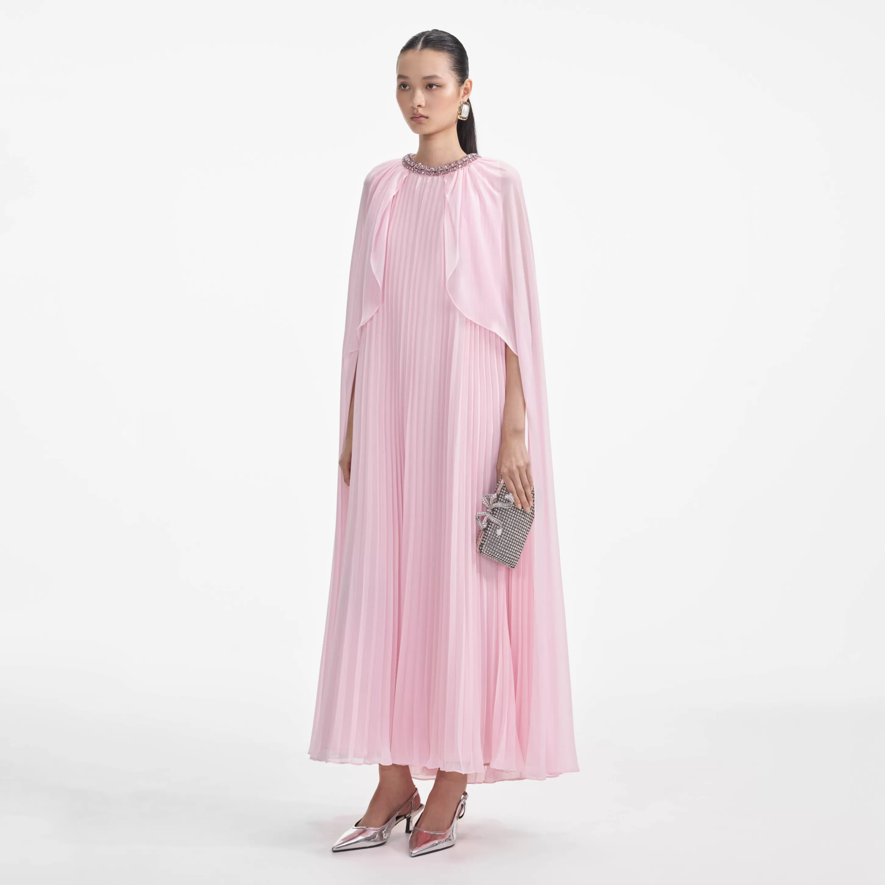 Online Chiffon Cape Midi Dress Dresses