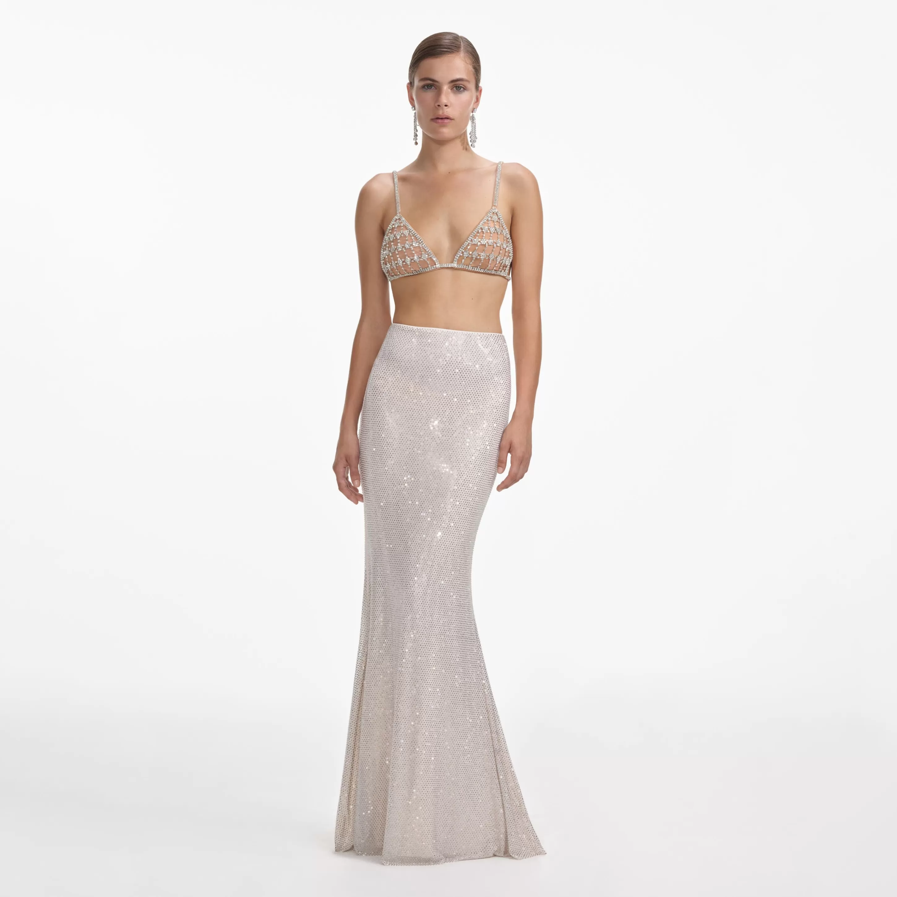 New Rhinestone Mesh Maxi Skirt Bottoms | Exclusives