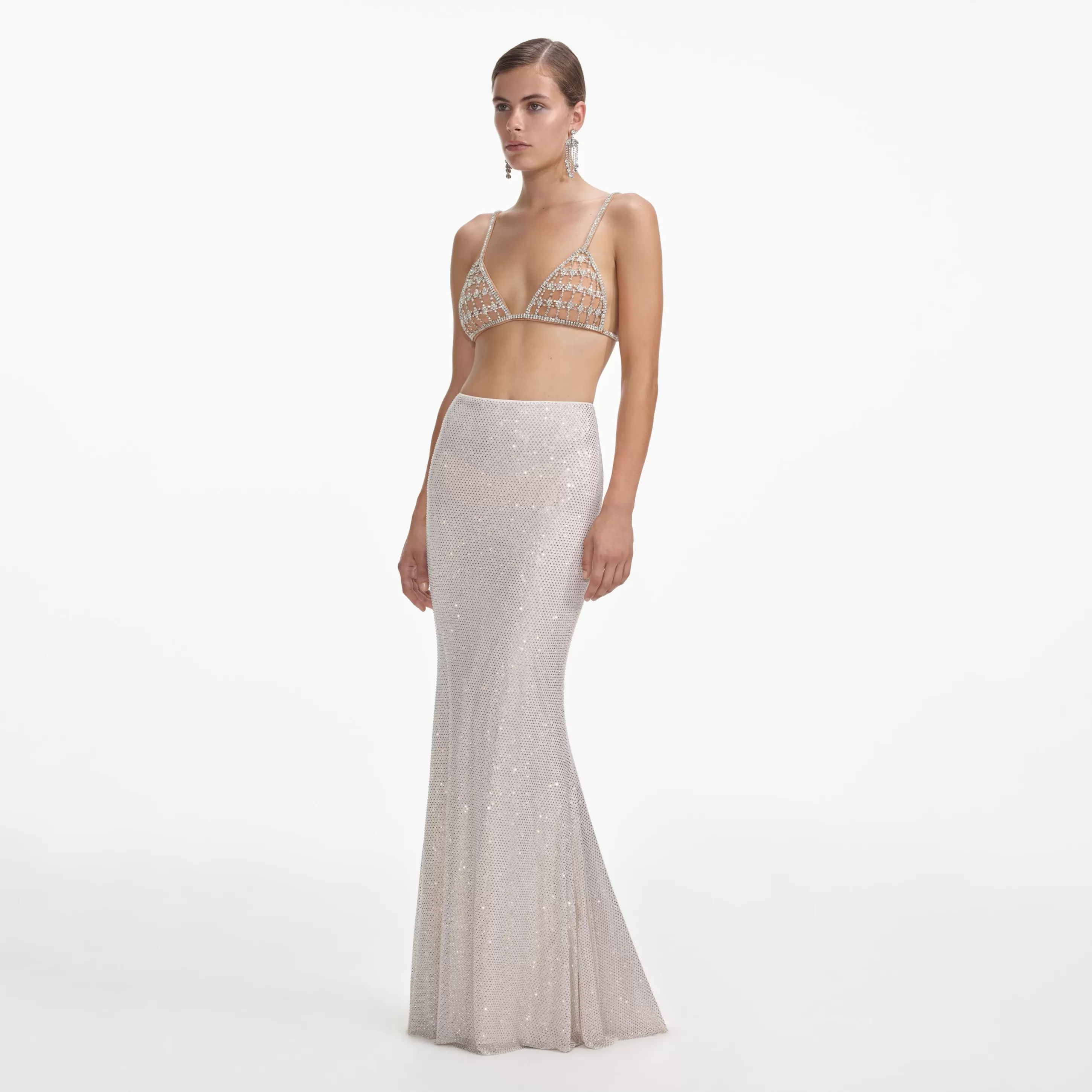 New Rhinestone Mesh Maxi Skirt Bottoms | Exclusives