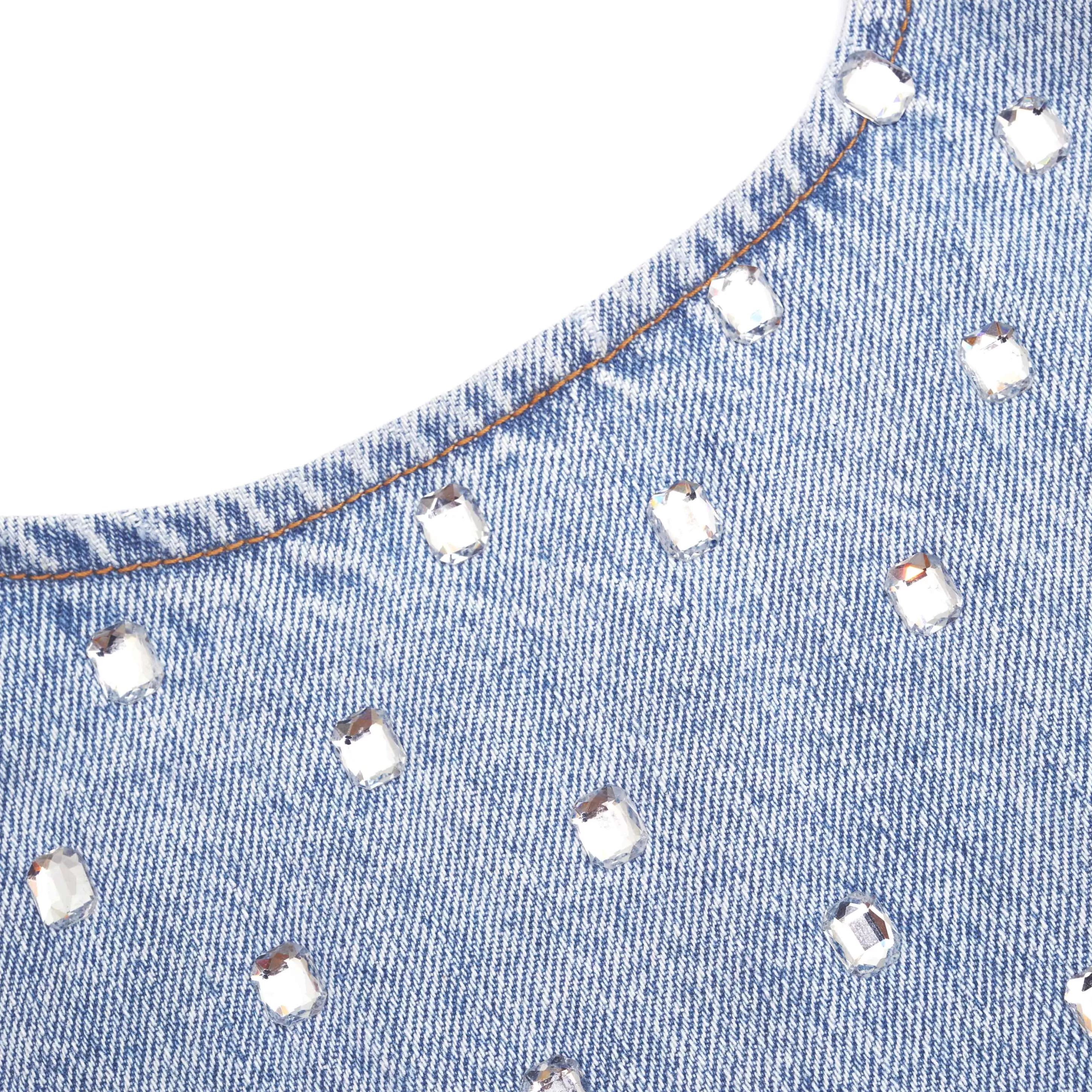 Outlet Rhinestone Denim Top Denim | Tops