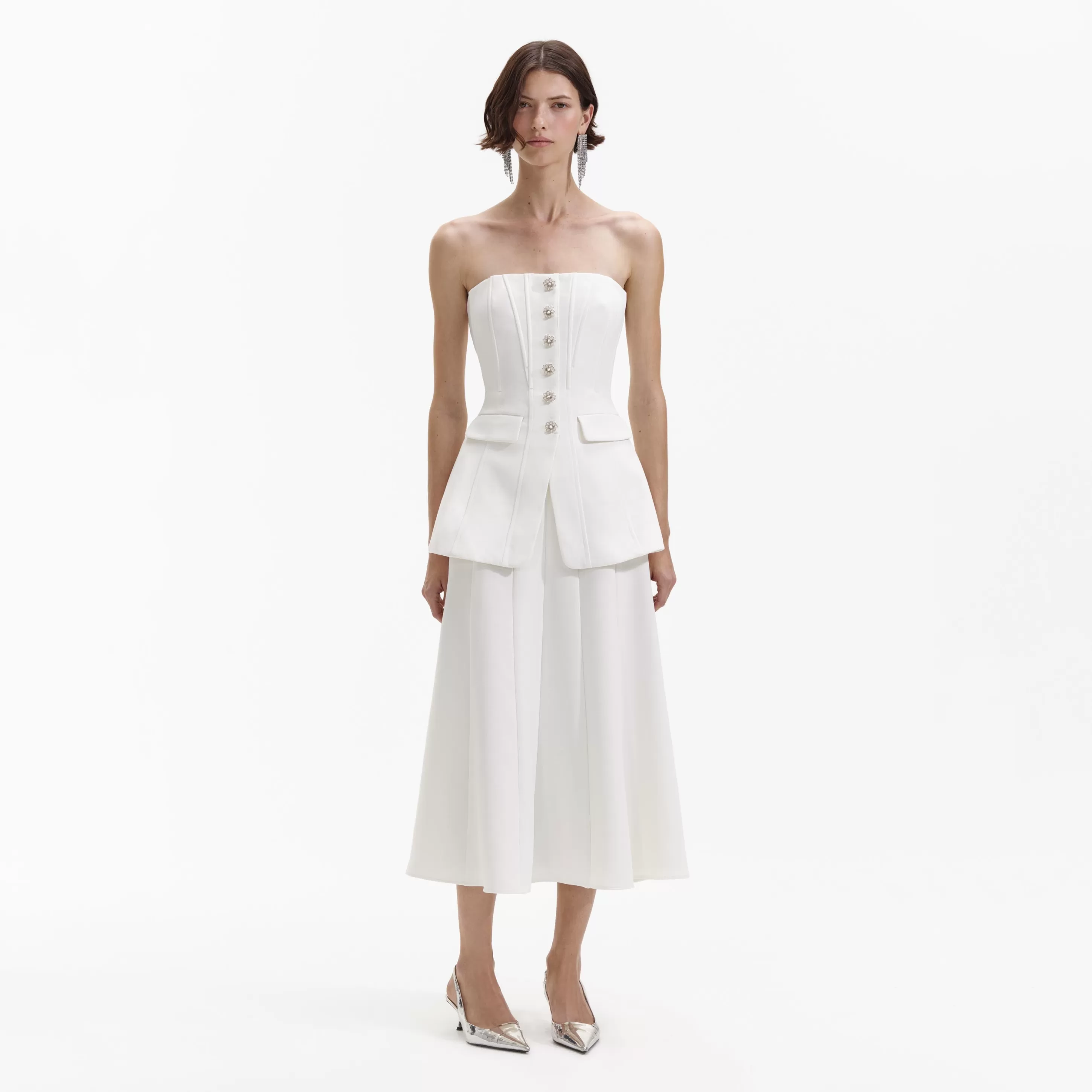 Hot Bandeau Crepe Midi Dress Bridal