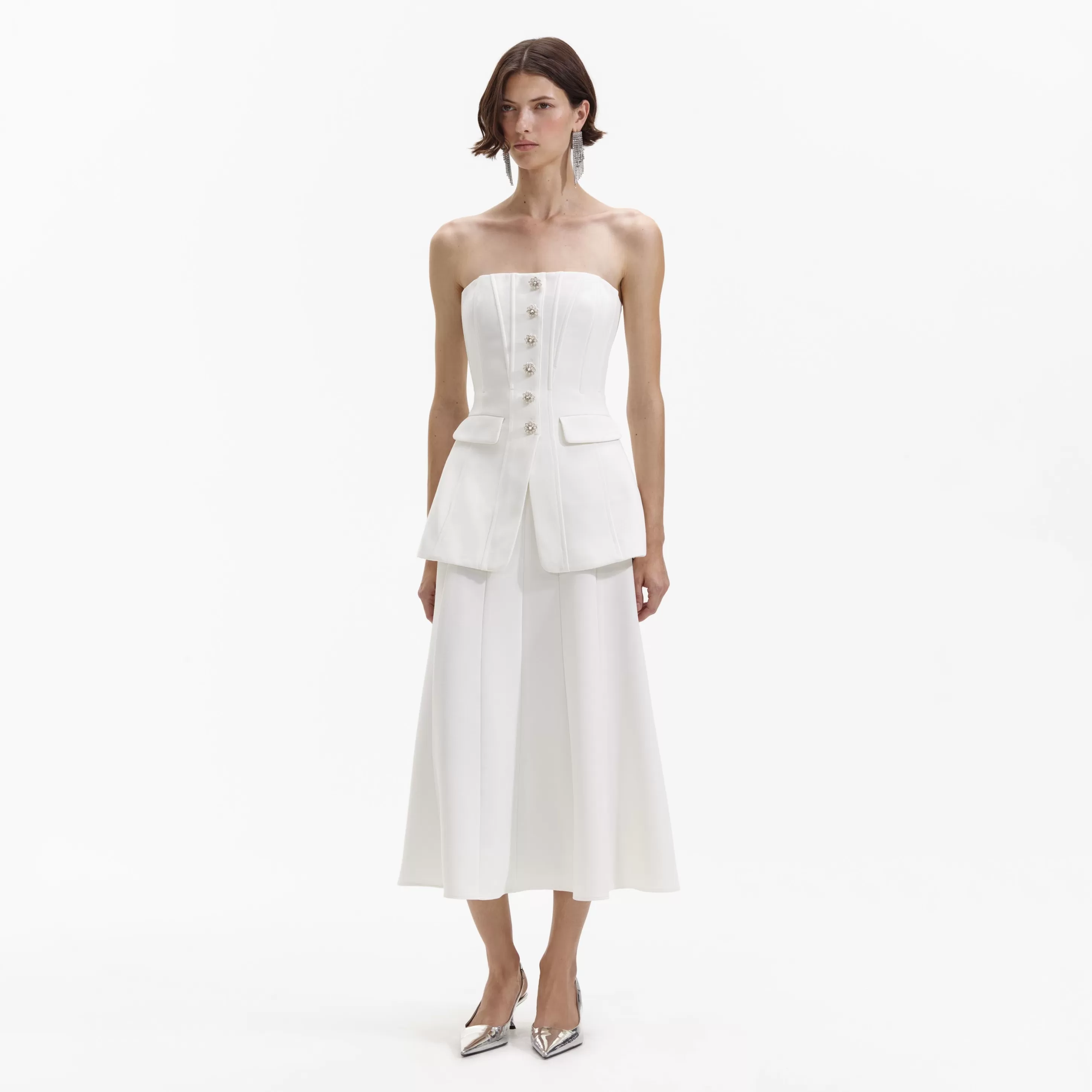 Hot Bandeau Crepe Midi Dress Bridal